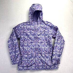 Columbia Omni-Tech Purple Aztec Rain Jacket Waterproof Hooded Youth XL 18/20